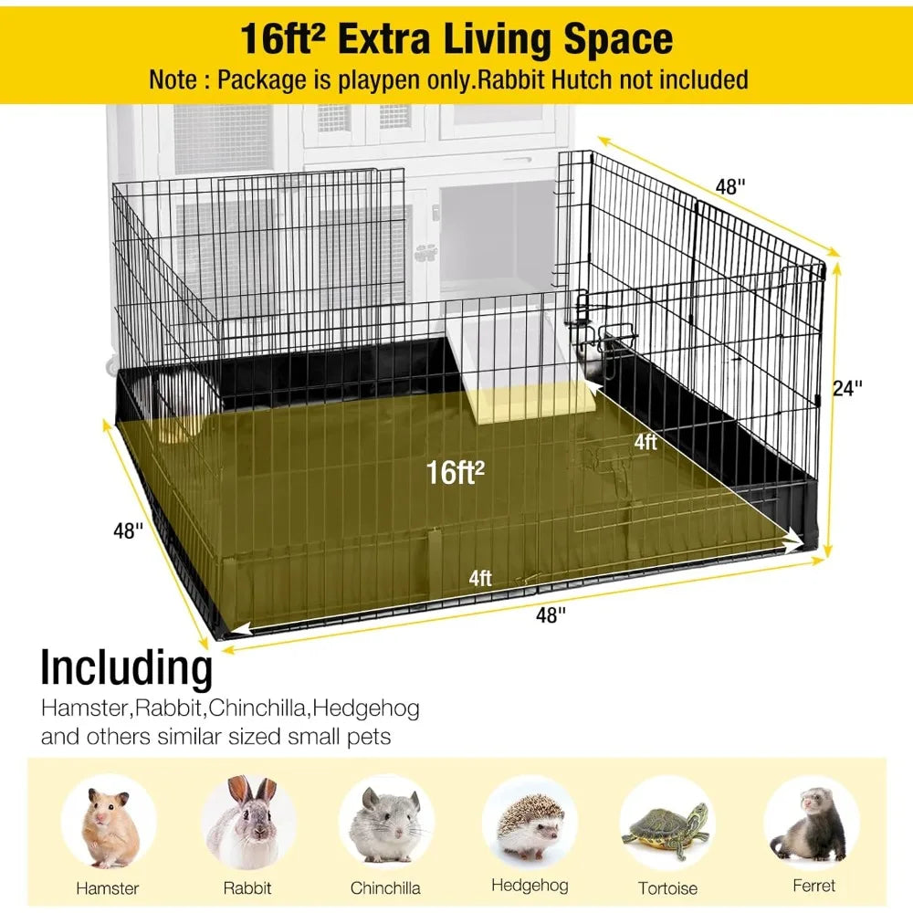 Pet Playpen Guinea Pig Cage Small Animal Rabbit Exercise Pen with Waterproof Floor Liner - Extension Playpen ONLY