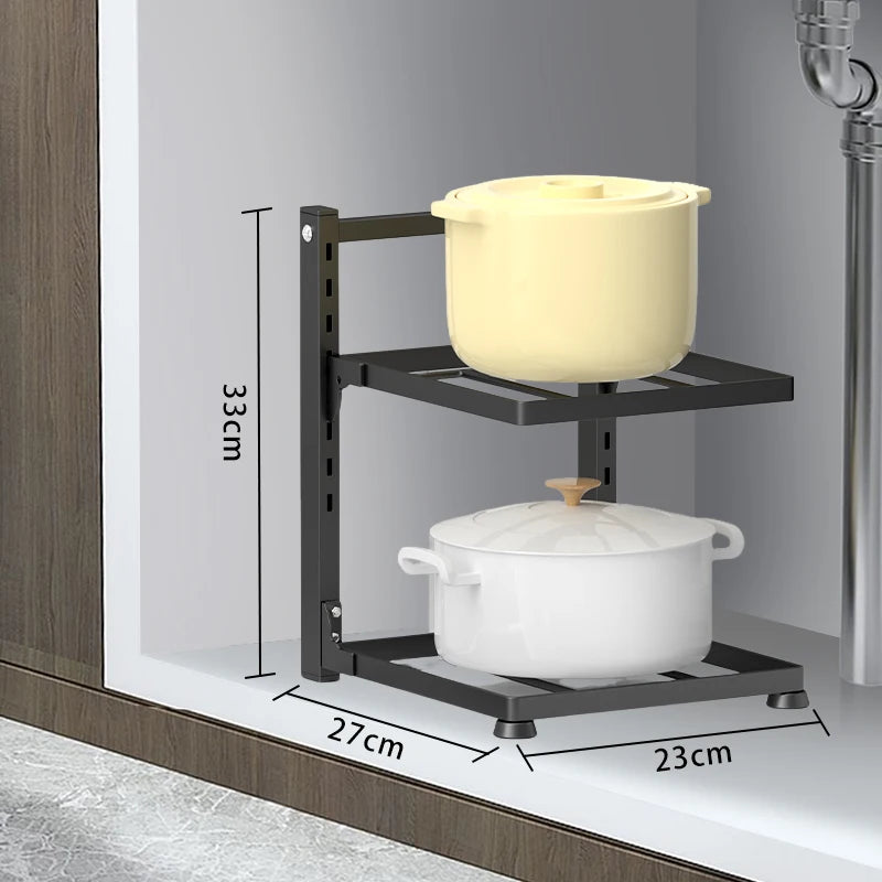 Kitchen Organizer Rack Adjustable Pot Cabinet Rack Holder Multi-layer Home Frying Pan Holder Pot Bowl Storage Racks Dropshipping