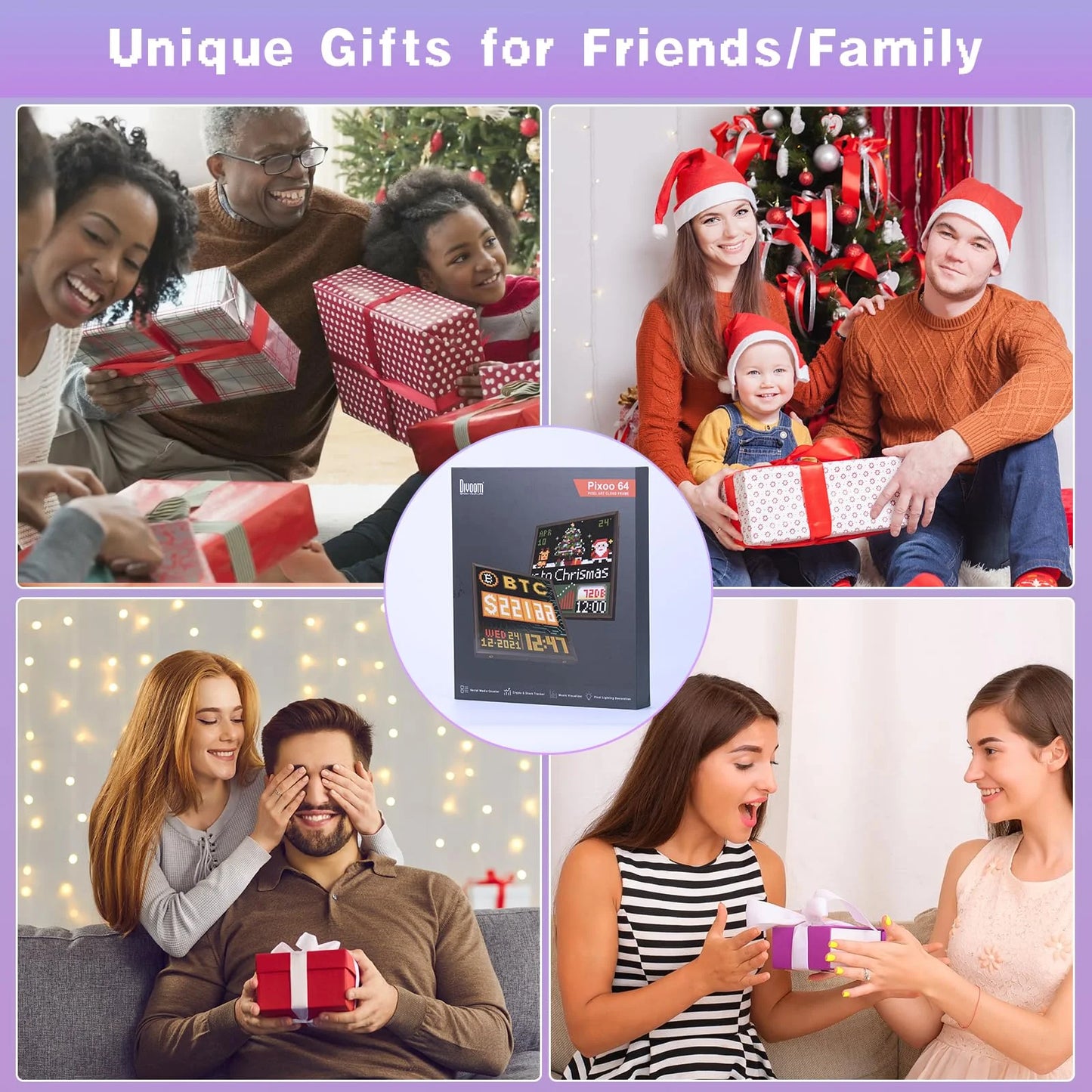 Divoom Pixoo 64 WiFi Pixel Art Display WiFi Cloud Digital Frame with APP Control,64 X 64 LED Panel for Gaming Room Decoration