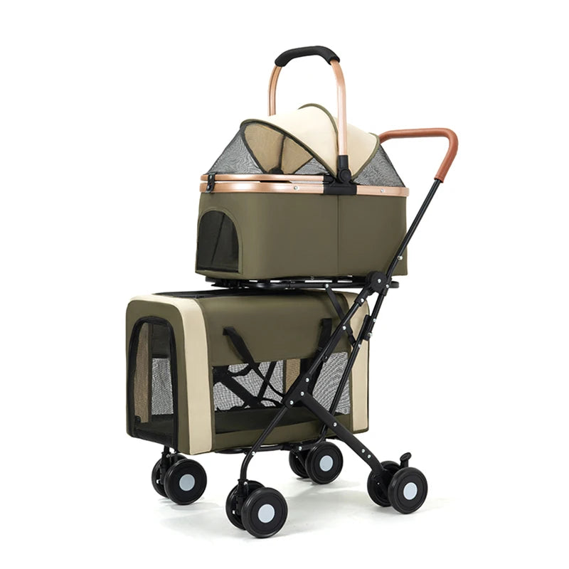Dog Stroller, Detachable Pet Carrier Cart, Lightweight Foldable Pushcart, Outdoor Travel Dog Cart for Small Pets