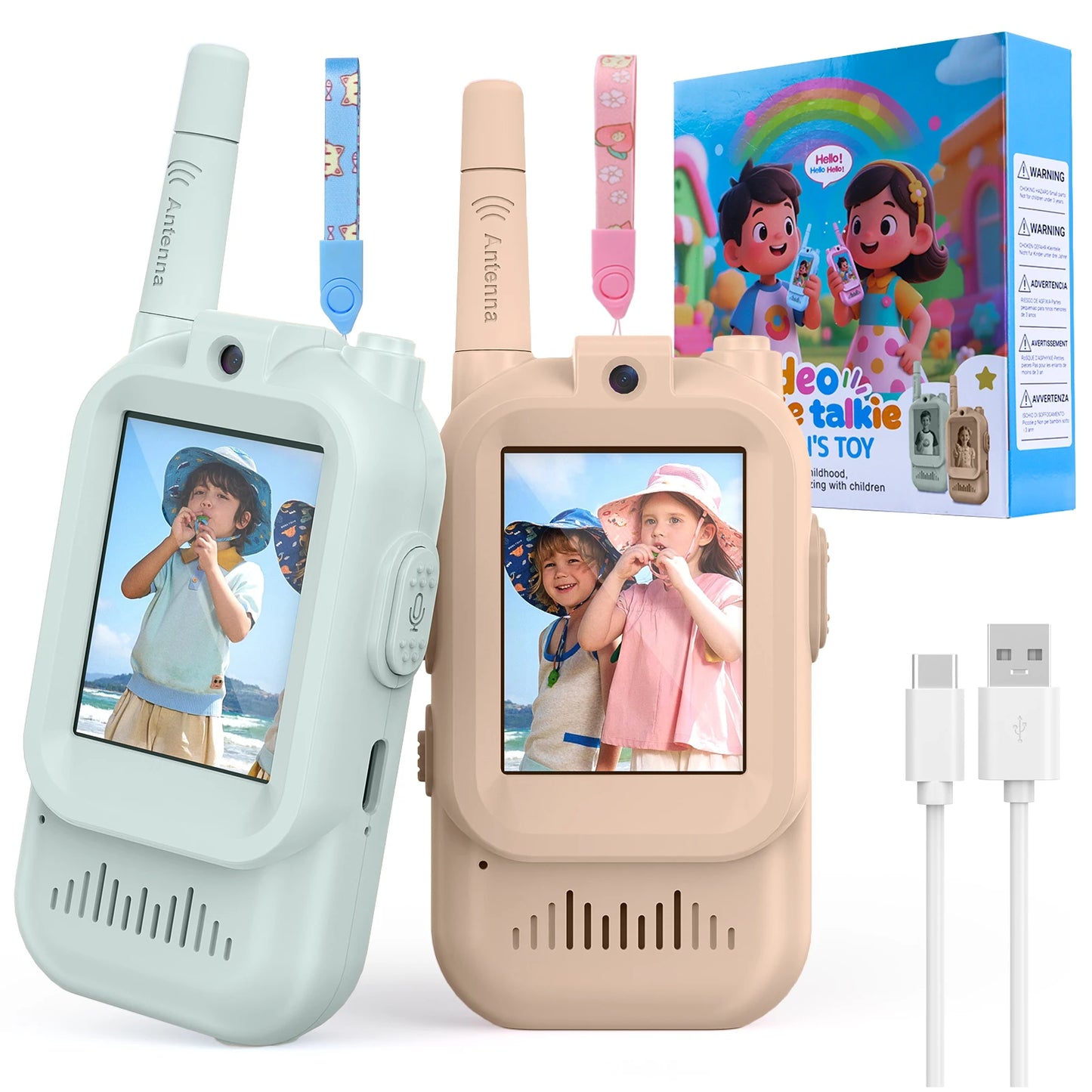 Kids Video Walkie Talkie Toys 2 Pack Rechargeable Interphone Toy with HD Camera & Voice Changer Gift Toys for Boys & Girls