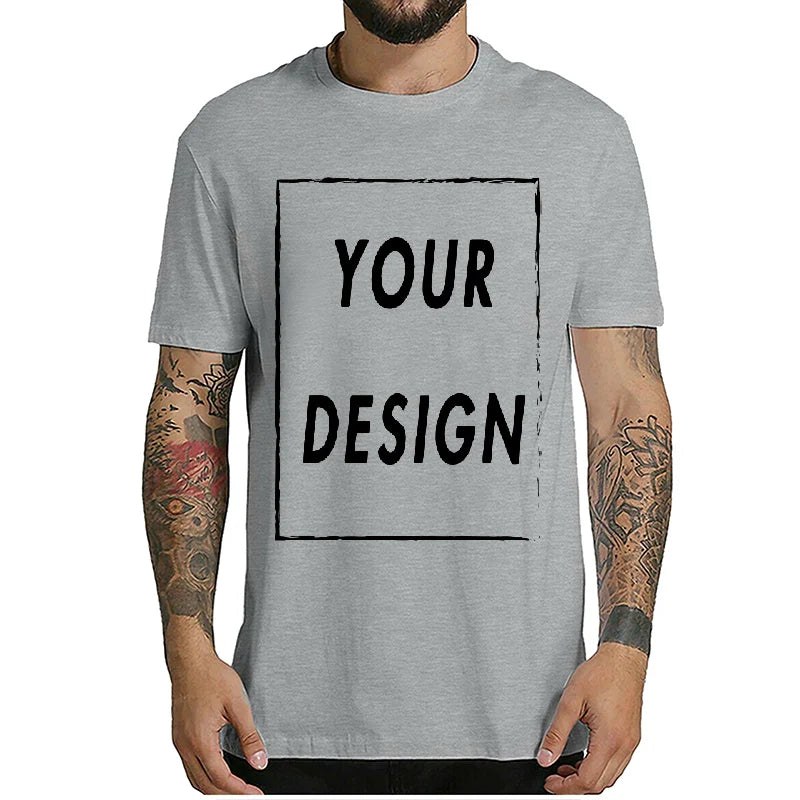 Custom T-shirt Male One-Side Print Personalized Make Your Photo Text Gift 100% Cotton Soft Casual T Shirt Made in US
