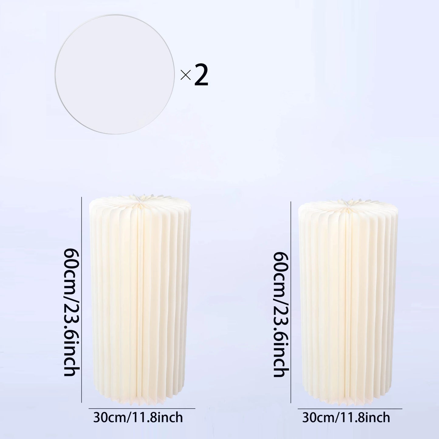 2 foldable paper pillars display base, milky white wedding display, birthday party decoration, dessert table paper Roman pillar