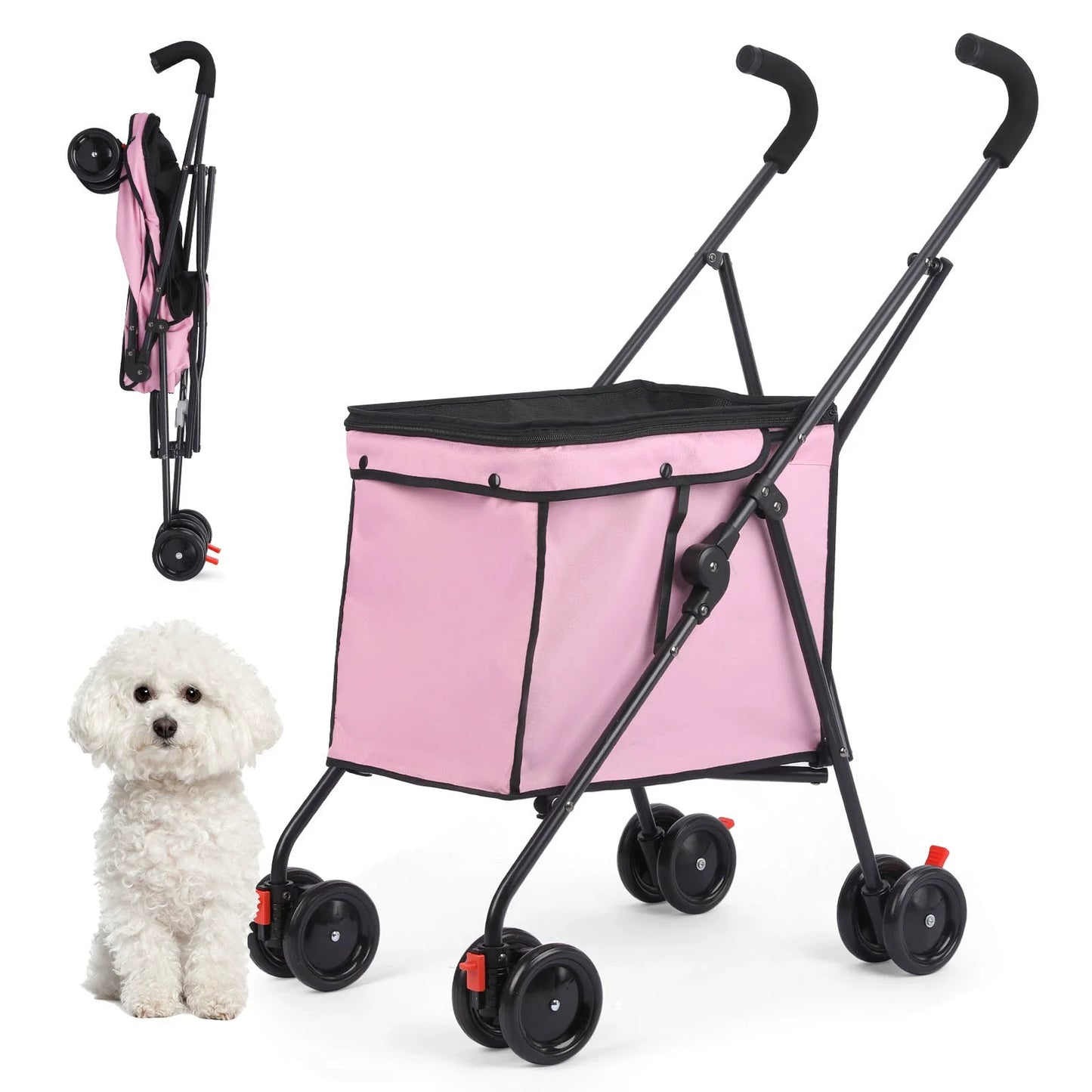 Pet Stroller Dog Cat Outgoing Small and Medium Portable Multi-functional Folding Shopping Cart