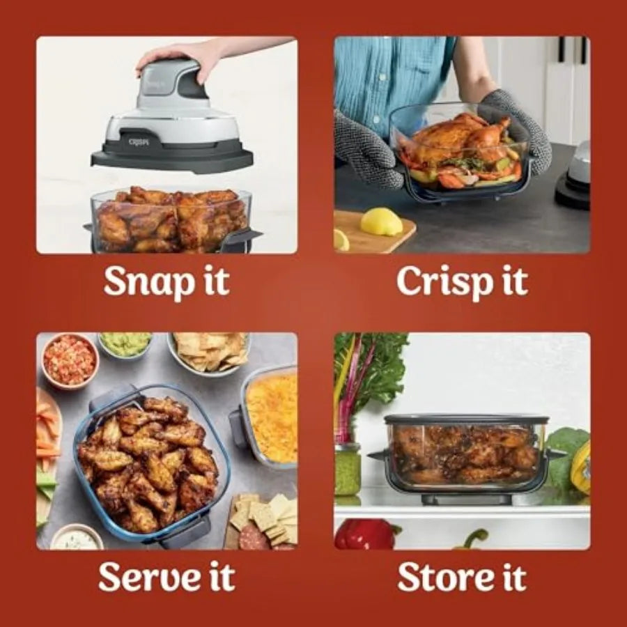 FN090 Crispi 3-in-1 4QT Portable Cooking System with TempWare Container 1500W for Home Kitchens Recrisp Air Fry and Max Crisp F