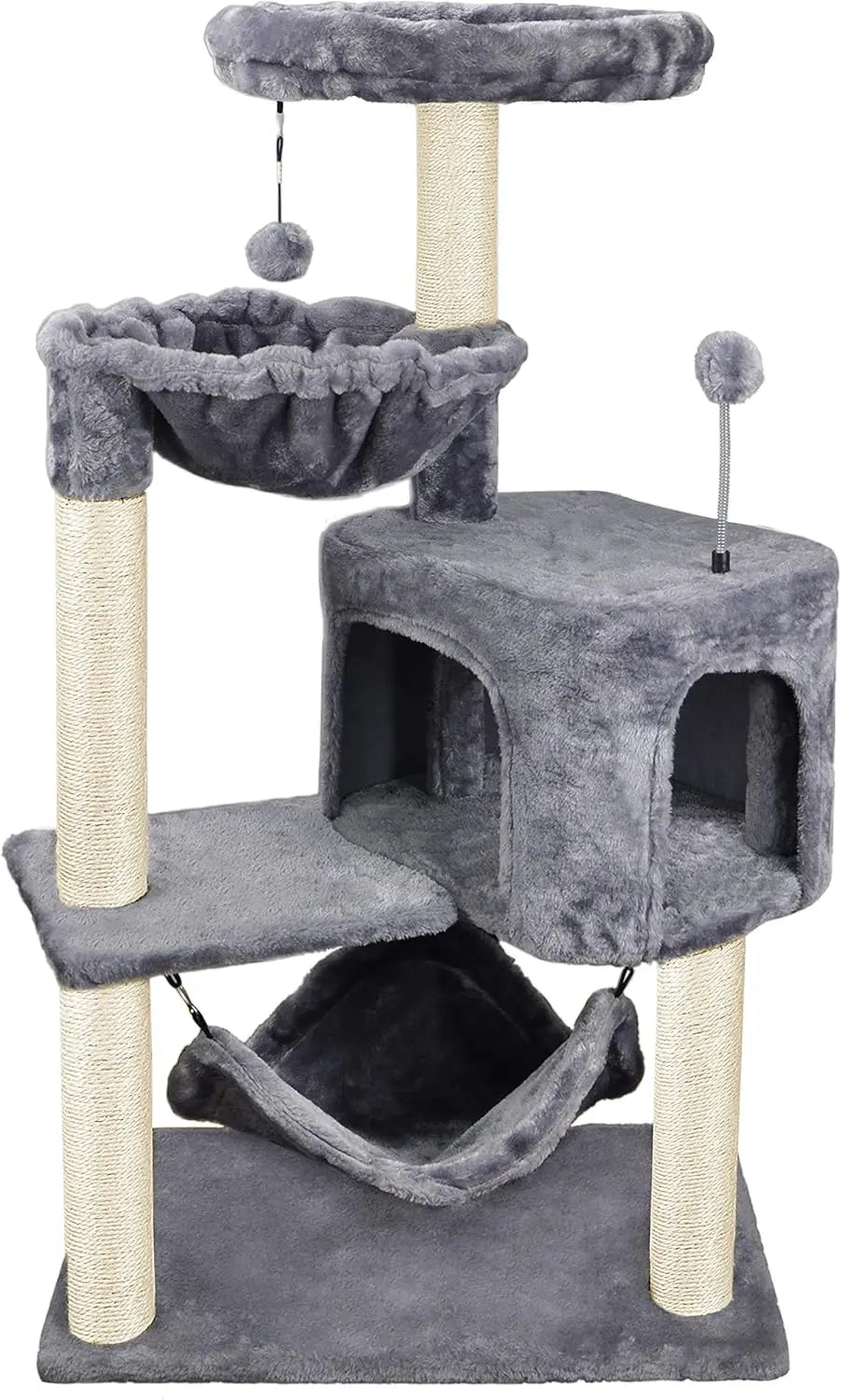 Cat Tree With Condo And Large Hammock For Playful Cats