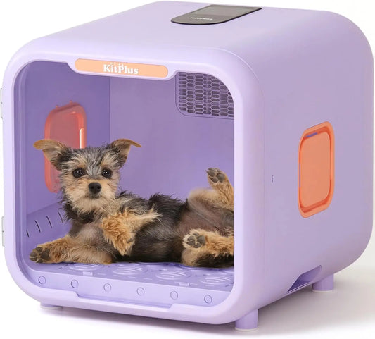71L Ultra Quiet Pet Dryer Box for Dogs & Cats, Smart Temp Control, Ambient Light & Lock, Large Capacity Hair Dryer Box