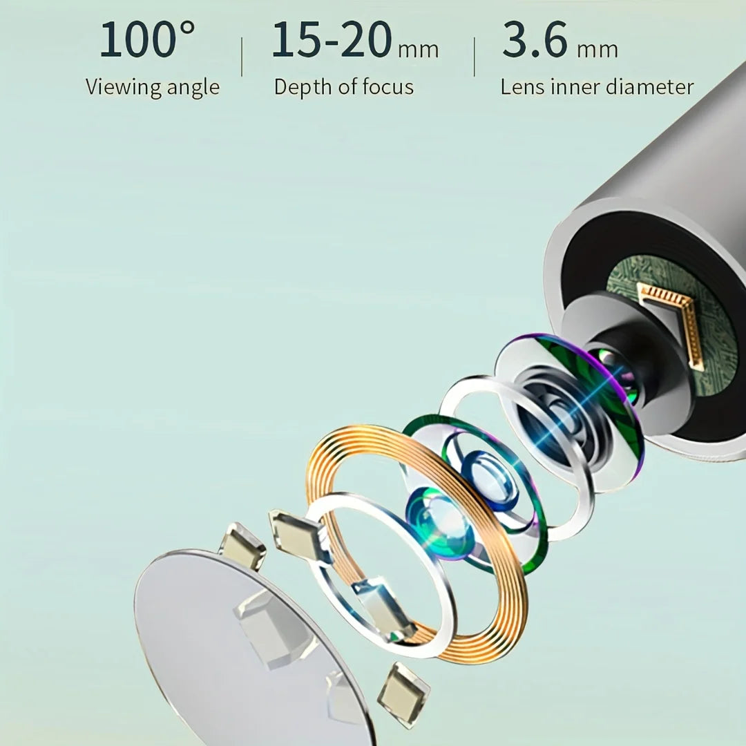 Ear wax removal camera tool set, 1080P high-definition, LED light, APP viewing, with 6 replaceable spoon heads, USB charging