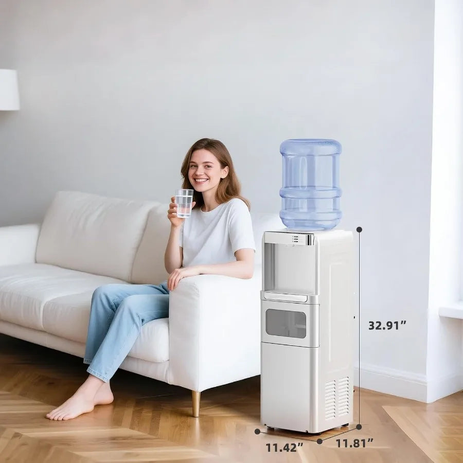 3-in-1 Hot and Cold Water Cooler Dispenser with Built-in Ice Maker for 3 to 5 Gallon Bottle Water Dispenser Ideal for Home Offi