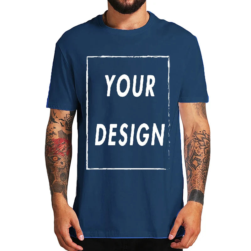 Custom T-shirt Male One-Side Print Personalized Make Your Photo Text Gift 100% Cotton Soft Casual T Shirt Made in US