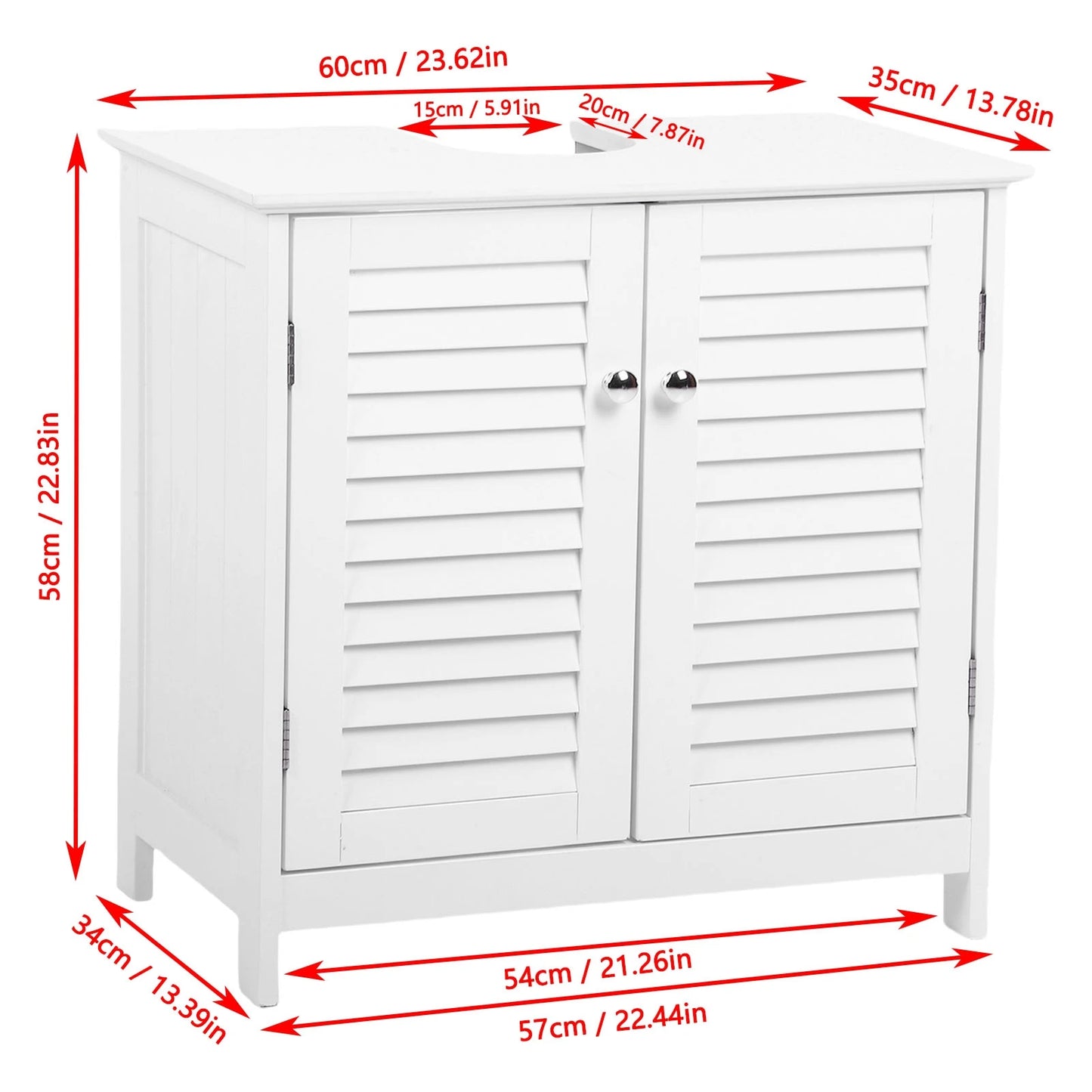 Bathroom Sink Cabinet Sink Storage Cabinet with 2 Doors and Shelf MDF Modern Freestanding Under Sink Bathroom Cabinet for Home