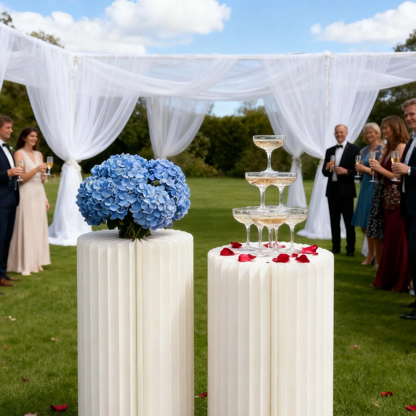 2 foldable paper pillars display base, milky white wedding display, birthday party decoration, dessert table paper Roman pillar