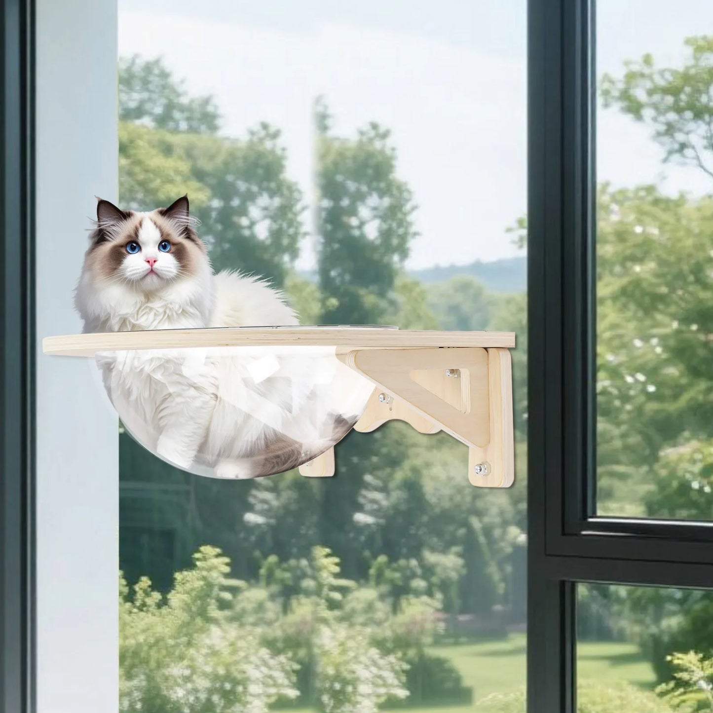 Modern Wall Mounted Cat Bubble Bed, Transparent Cat Capsule Pod, Clear Window Cat Hammock, Cozy Hanging Pet Bed for Indoor Cats