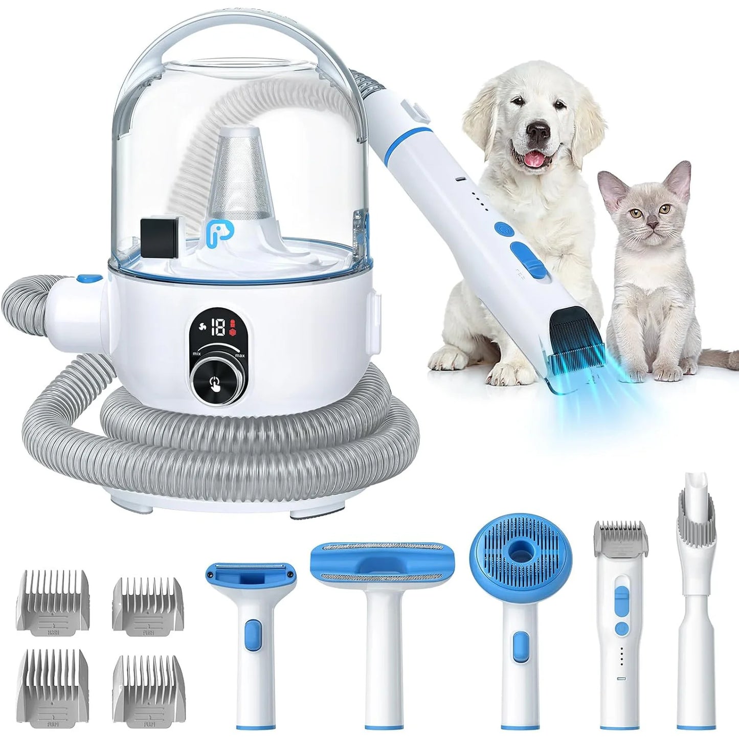 DishyKooker Pet Grooming Kit Vacuum With 5 Tools