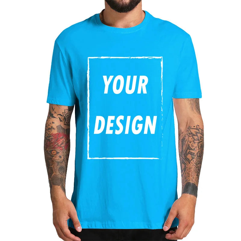 Custom T-shirt Male One-Side Print Personalized Make Your Photo Text Gift 100% Cotton Soft Casual T Shirt Made in US