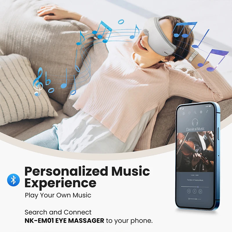 Eye Massager With Heat Bluetooth Eye Mask For Migraine Relief