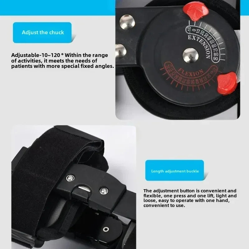 Adjustable Knee Brace Hinged Support Carbon Fiber Stay for Leg Fracture Meniscus Rehabilitation Post Surgery Recovery Breathable