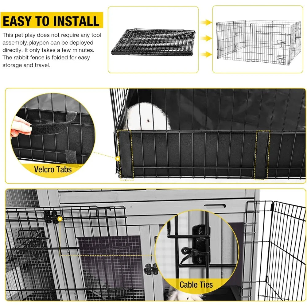 Pet Playpen Guinea Pig Cage Small Animal Rabbit Exercise Pen with Waterproof Floor Liner - Extension Playpen ONLY