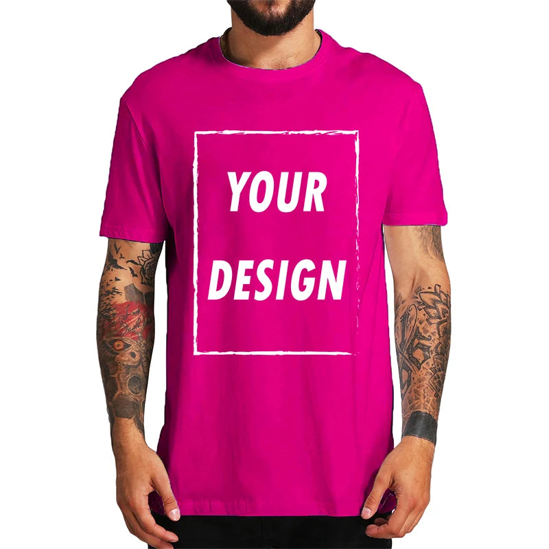 Custom T-shirt Male One-Side Print Personalized Make Your Photo Text Gift 100% Cotton Soft Casual T Shirt Made in US