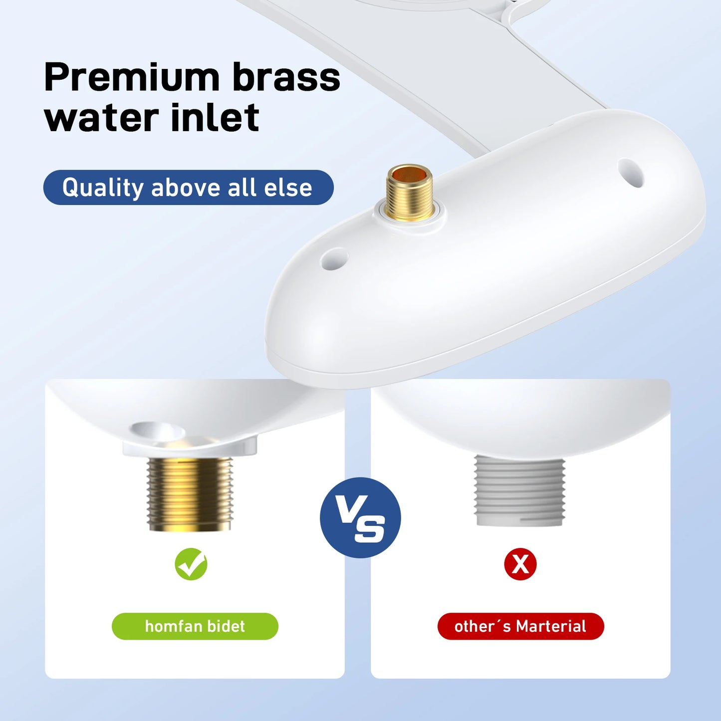 Bidet Attachment for Toilet, Fresh Water Non-Electric Bidet Attachment, Adjustable Water Pressure, Self-Cleaning Dual Nozzles