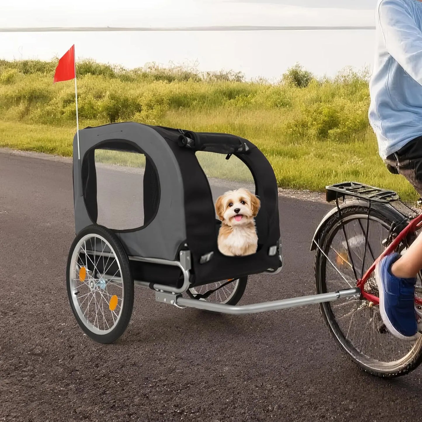 HiMISS Steel Dog Bike Trailer With Universal Coupler Water Resistant