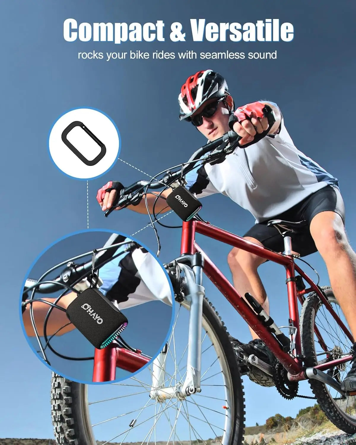 Ohayo S5 Bluetooth Speaker,Ultra Portable, Up to 24H Playtime,IP67 Waterproof and Dustproof,Powerful Sound for Hiking and Biking