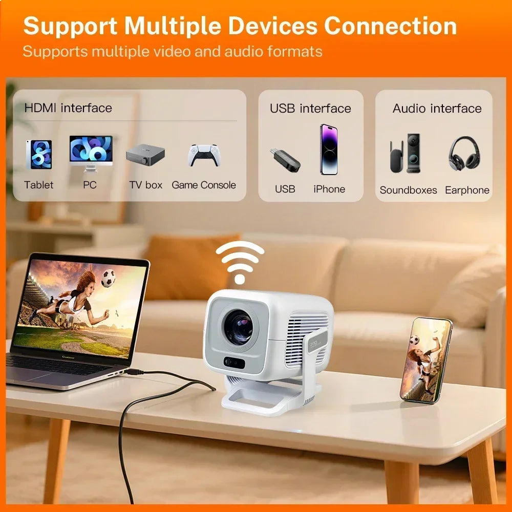 LynCast 4K Upgrated HY300 Projector Native 1080P 450ANSI Projector X3AQ Wifi6 BT5.4 Android 11.0 System Beamer Portable Cinema