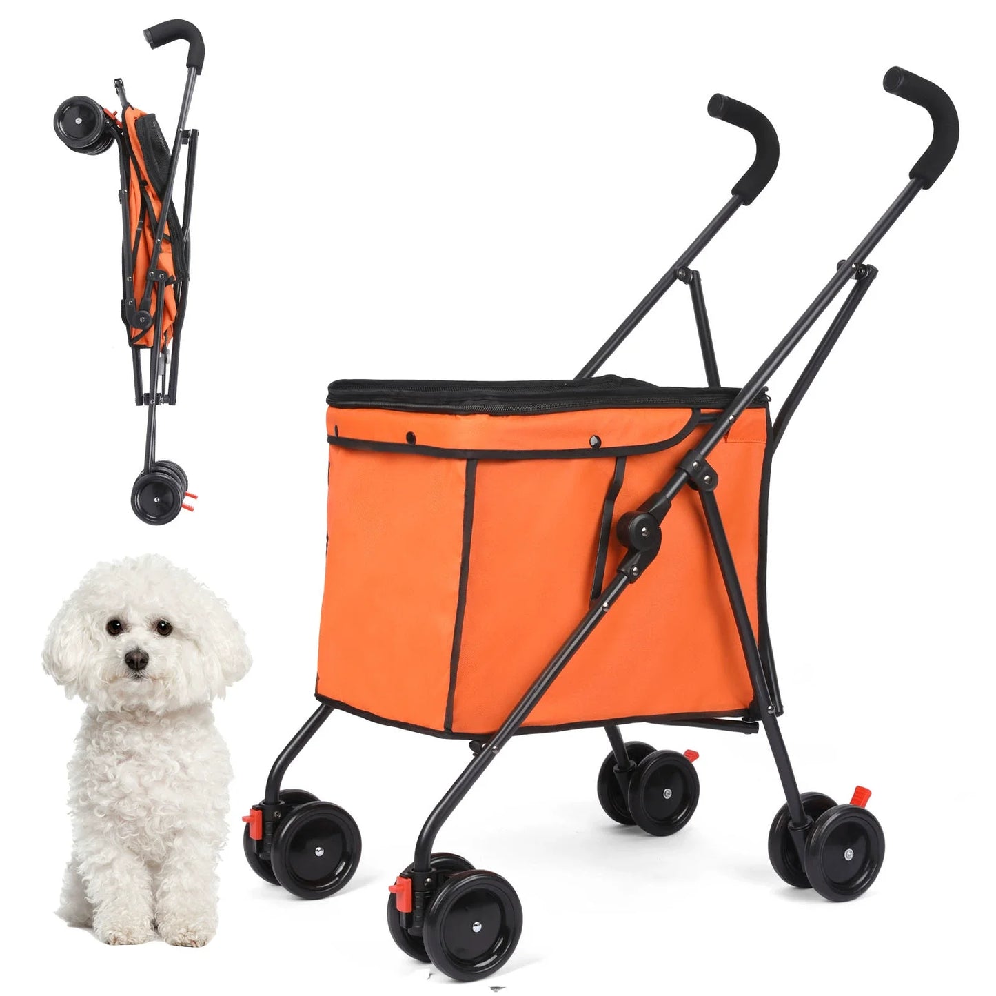 Pet Stroller Dog Cat Outgoing Small and Medium Portable Multi-functional Folding Shopping Cart