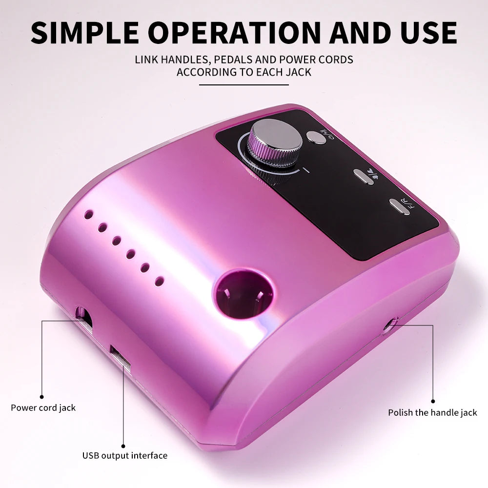 Electric Nail Drill Machine Professional 45000RPM Electric E File with LCD Display for Acrylic Gel Polishing Removing Manicure
