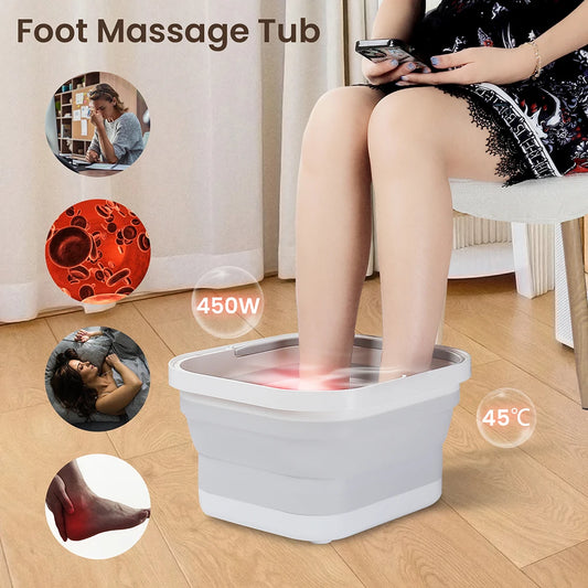 Iebilif Foldable Foot Bath Tub Portable Massage Bucket Spa