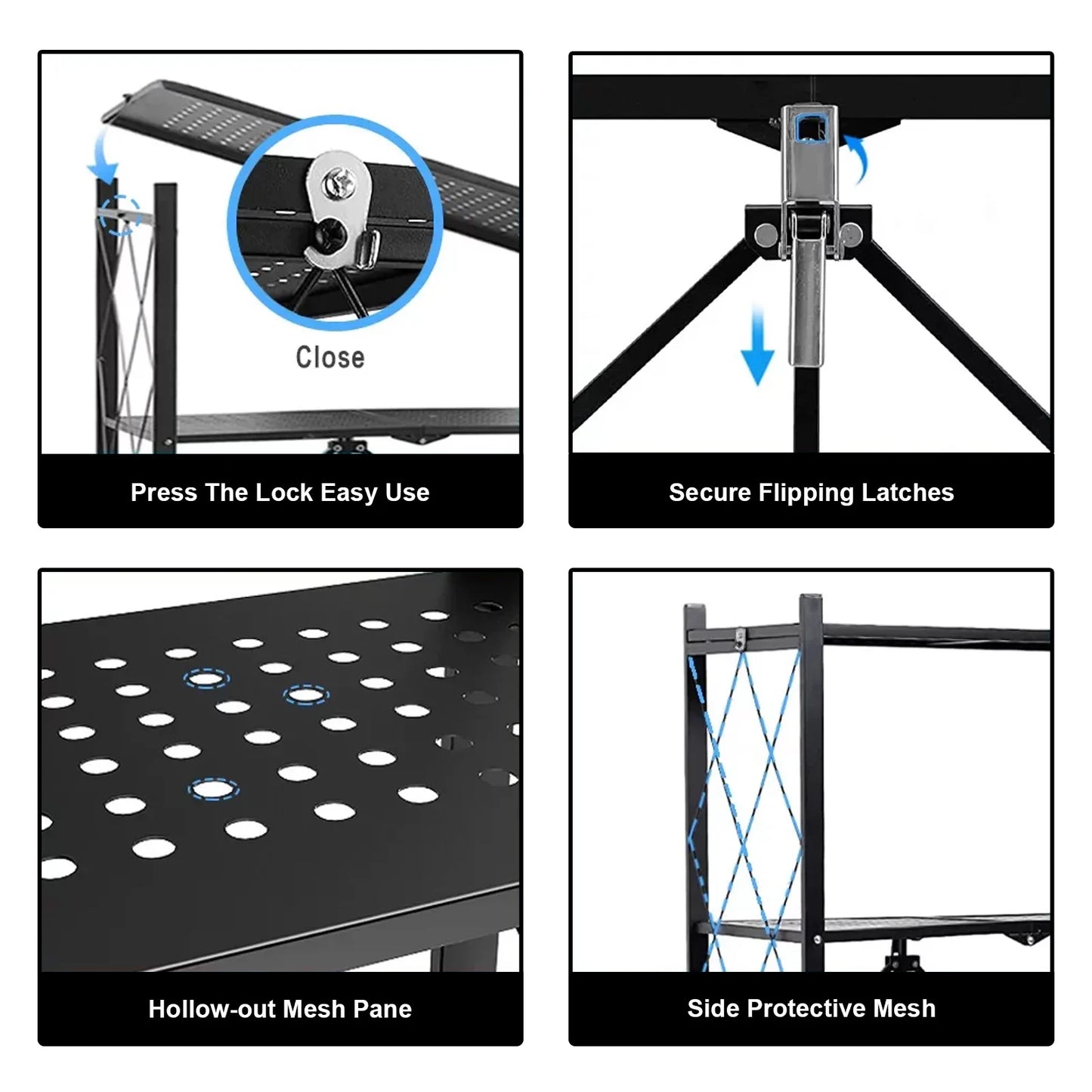 Storage Shelving 5-Tier With Wheel Unit Metal Shelf Adjustable Heavy Duty Foldable Organizer Rack for Home Kitchen Office Pantry