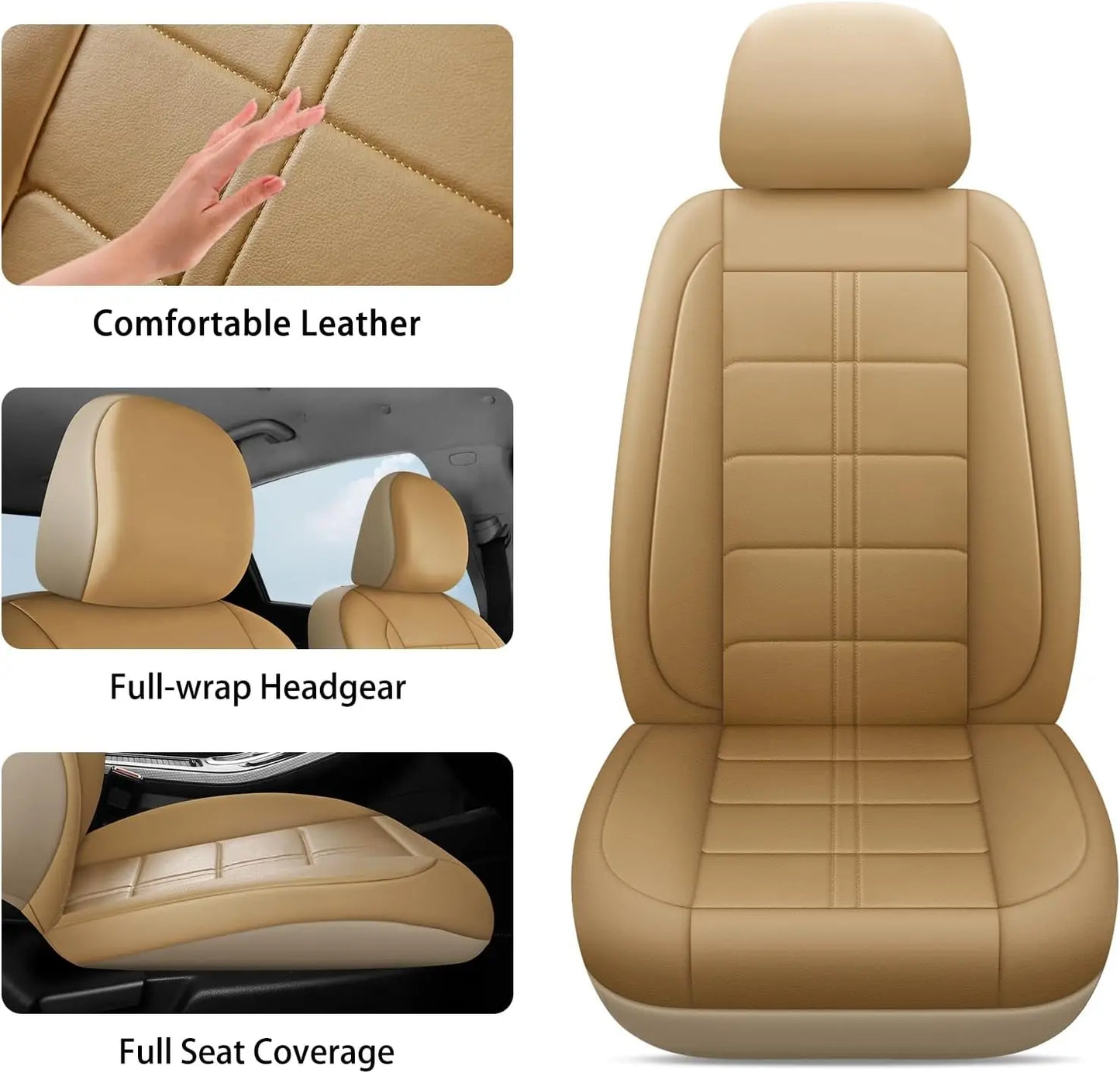 PU Leather Car Seat Cover Set Universal Fit Waterproof Breathable