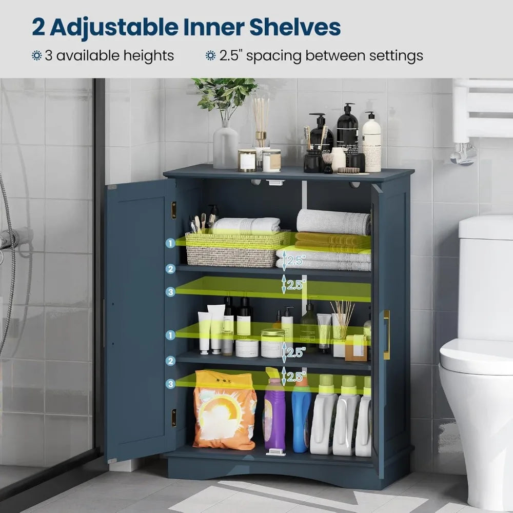 Bathroom Storage Cabinet, Modern 31.5 Cupboard w/Adjustable Shelves, 2 Doors, Freestanding Floor Cabinet Storage Organiz