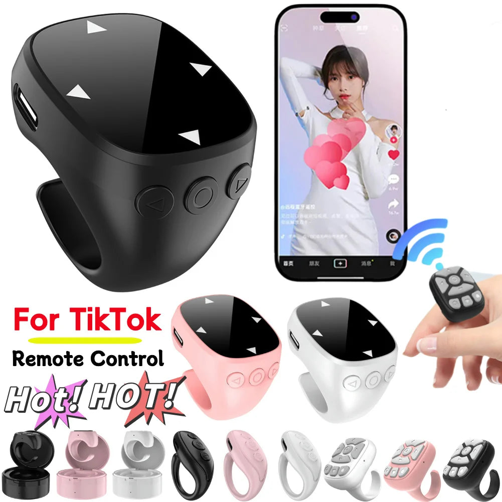 For Tiktok Fingertip Remote Scrolling Ring Wireless Bluetooth Remote Control Camera Shutter Selfie Video Controller for iPhone
