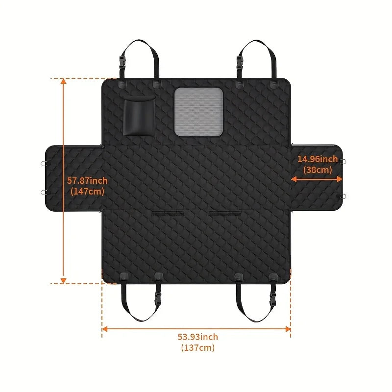 Dog Car Seat Cover With Storage Pockets Mesh Visual Window, Waterproof Nonslip, Heavy Duty Scratchproof Pet Dog Back Seat Cover