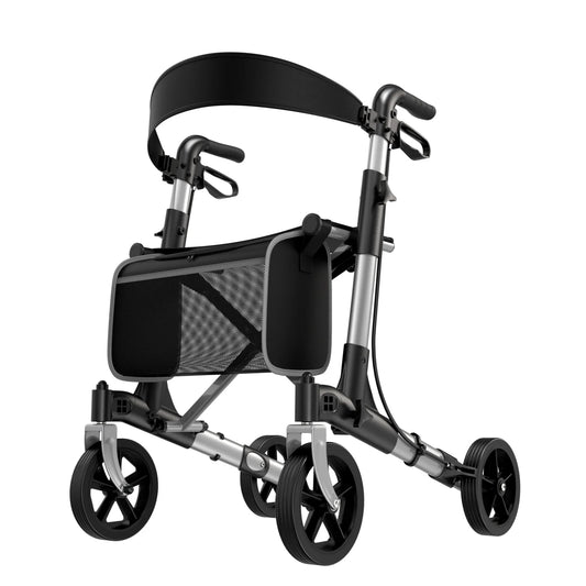 MAIDESITE Foldable Rollator Walker With Seat For Seniors All Terrain