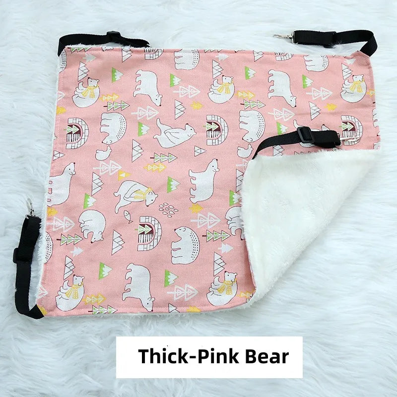 Cat Hanging Hammock with Adjustable Straps Double-Sided Pet Cage Hammock Hanging Bed Resting Sleepy Pad for Small Animals Pets