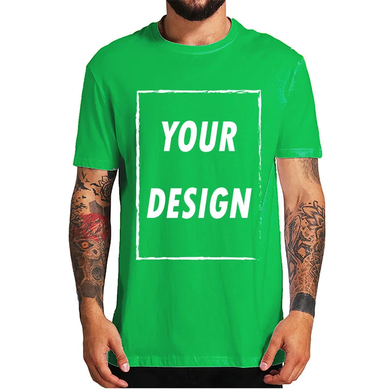 Custom T-shirt Male One-Side Print Personalized Make Your Photo Text Gift 100% Cotton Soft Casual T Shirt Made in US