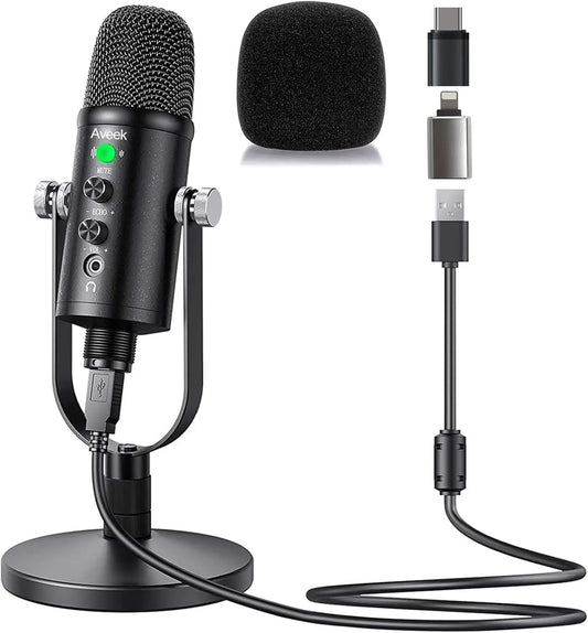 Mercase USB Microphone,Condenser Microphone for Phone,Computer,PS4 and PS5,with Quick Mute,Plug & Play,Cardioid Pickup,Recording