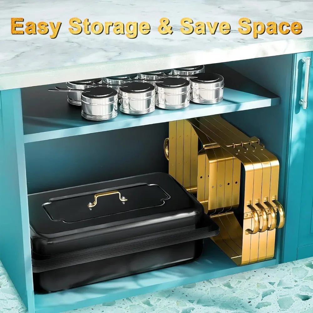 NKTOLEE Chafing Dishes for Buffet 4 Pack, [Matte Black and Gold] Chafing Dish Buffet Set, 8QT [Scratch Resistant Finish] Food Wa