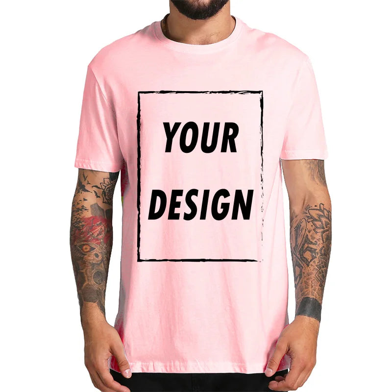 Custom T-shirt Male One-Side Print Personalized Make Your Photo Text Gift 100% Cotton Soft Casual T Shirt Made in US