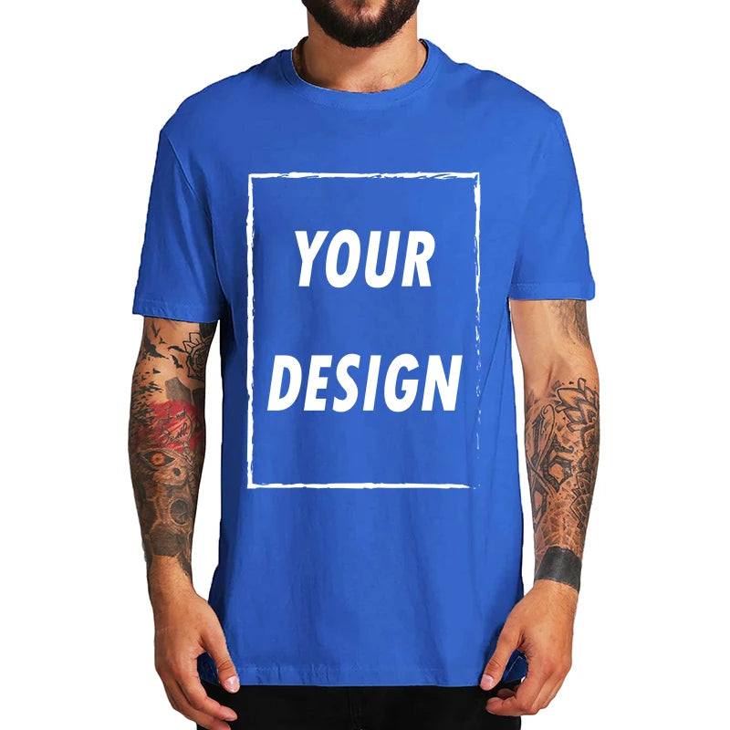 Custom T-shirt Male One-Side Print Personalized Make Your Photo Text Gift 100% Cotton Soft Casual T Shirt Made in US