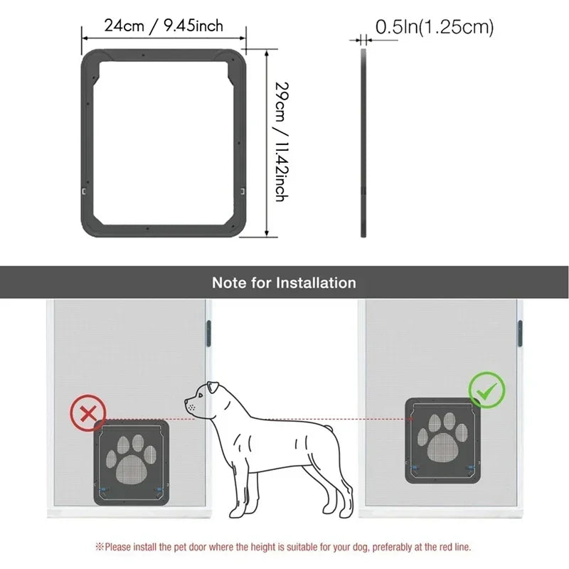 Pet Screen Door Lockable Magnetic Flap Screen Automatic Lockable Black Door for Puppy Dog and Cat Door