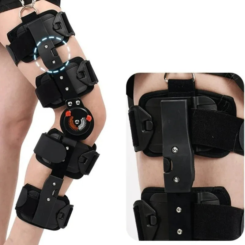 Adjustable Knee Brace Hinged Support Carbon Fiber Stay for Leg Fracture Meniscus Rehabilitation Post Surgery Recovery Breathable