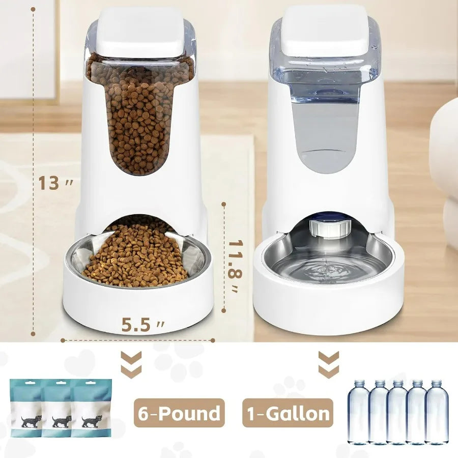 Automatic Cat Feeder And Water Dispenser With Stainless Steel Bowl