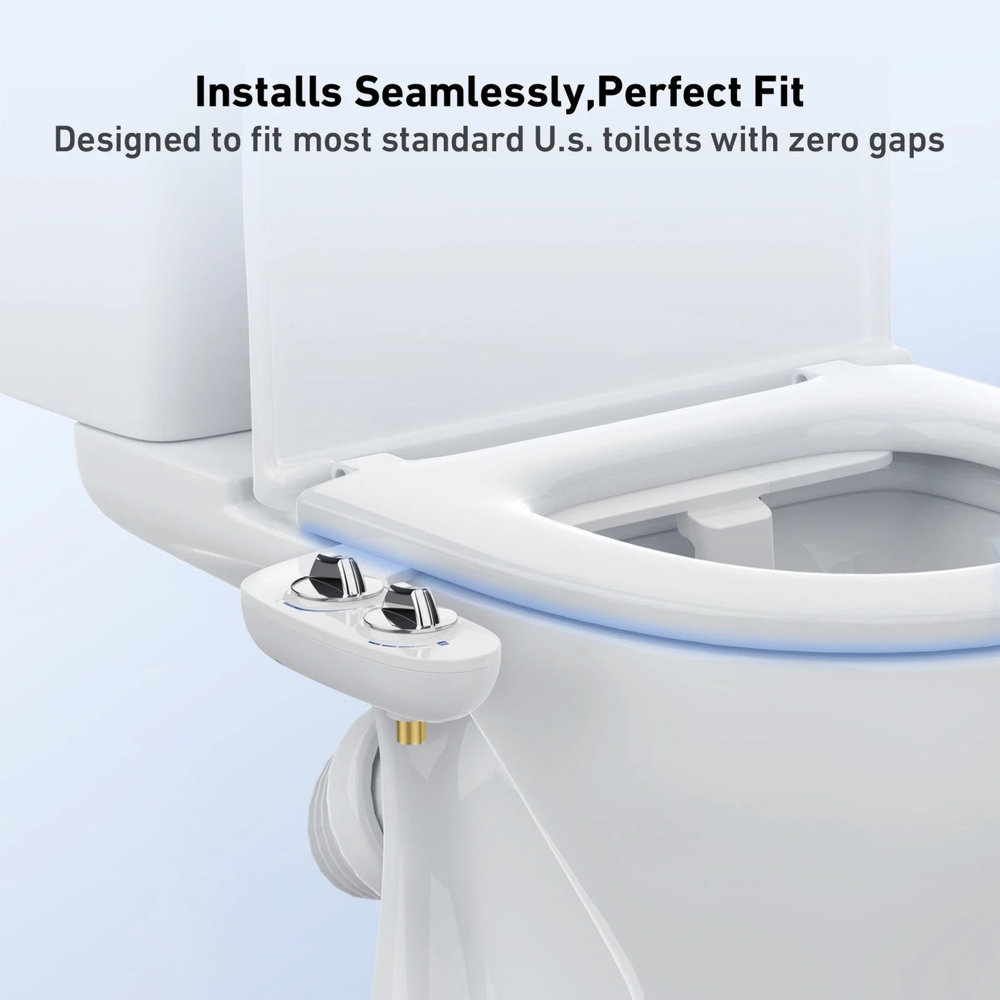 Bidet Attachment for Toilet, Fresh Water Non-Electric Bidet Attachment, Adjustable Water Pressure, Self-Cleaning Dual Nozzles