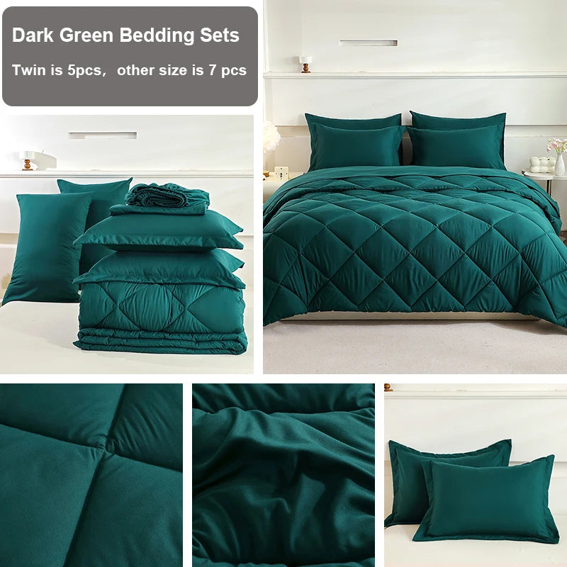 5pcs/7pcs Twin Full Queen King Bedding Sets Home Decor Comforter Flat Sheet Fitted Sheet Pillowcases Sleeping Sets