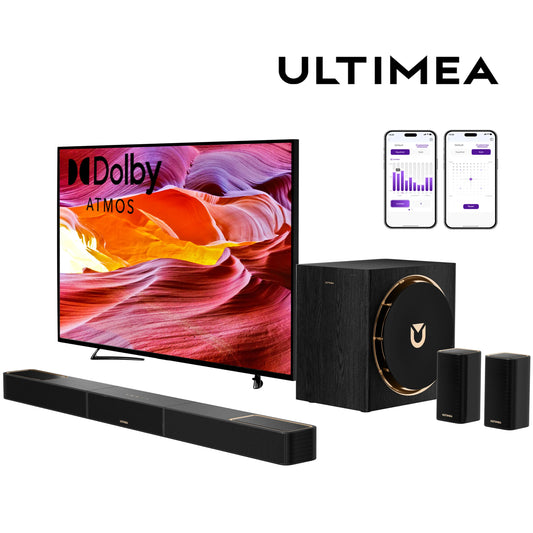 ULTIMEA 5.1.4 Surround SoundSystem TV Soundbar with Dolby Atmos&APP Control, Home Cinema Bluetooth Speaker&8" Wireless Subwoofer