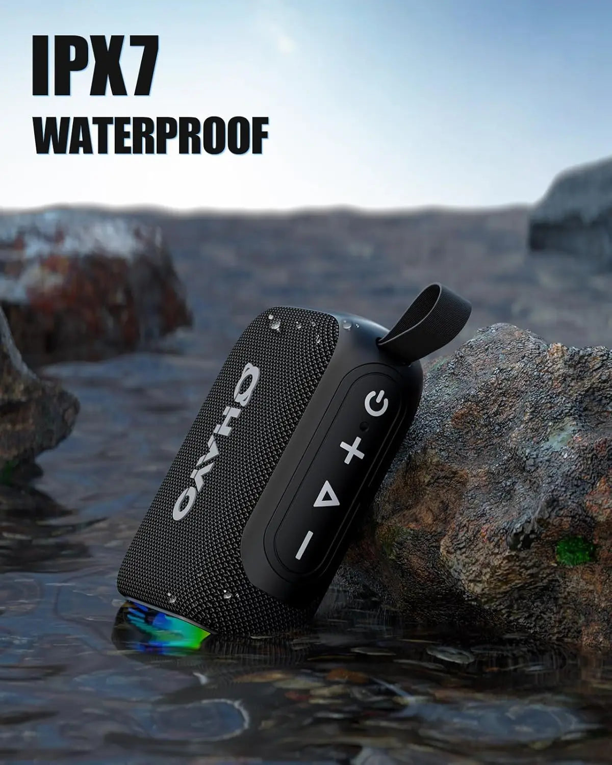 Ohayo S5 Bluetooth Speaker,Ultra Portable, Up to 24H Playtime,IP67 Waterproof and Dustproof,Powerful Sound for Hiking and Biking