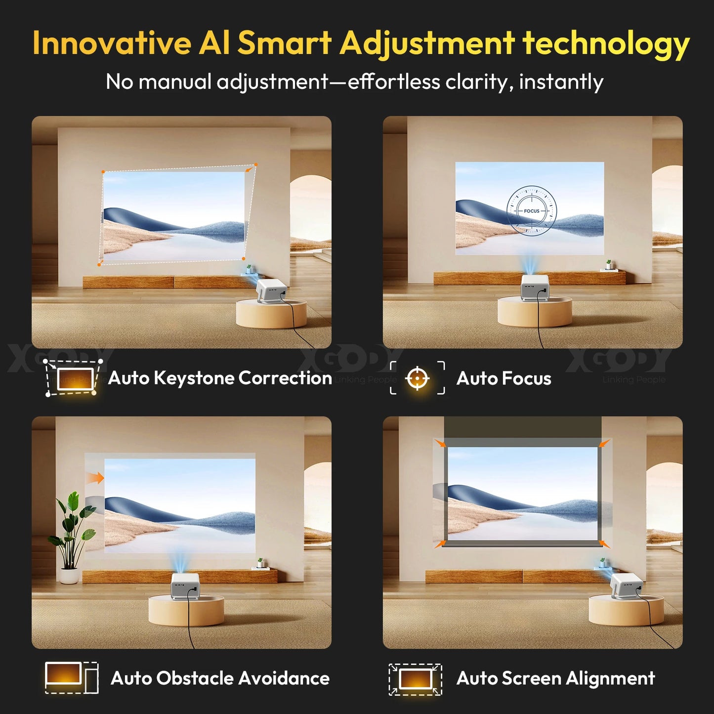 XGODY A6-PRO 4K Native Projector With Autofocus And Keystone